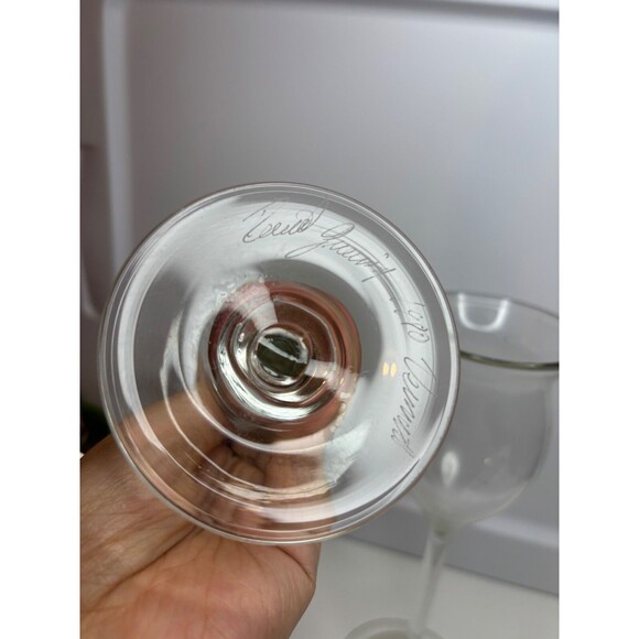 David Gruenig Hand Blown Wine/champagne CLEAR Glasses 1980 Signed 9” - Picture 5 of 7